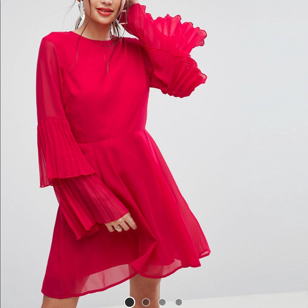 ASOS Triple Pleated Sleeve Mini Skater Dress US 0